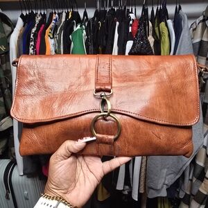 Custom MadeElegant Brown Leather Clutch From Turkey